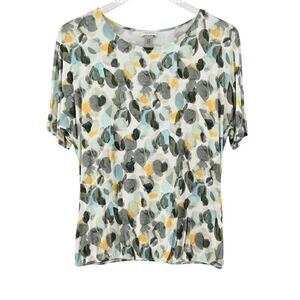 GERRY WEBER Top Womens Size‎ 6 Collection Multicolor Abstract Print Short Sleeve